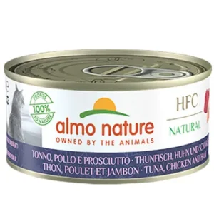 Sparpaket 24 x 150 g Almo Nature HFC Natural Thunfisch, Huhn und Schinken Katzen Nassfutter Wochenendangebot